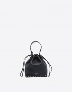 مملوكة مسبقًا Valentino Marine Leather Small Rockstud Bucket Bag