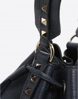 مملوكة مسبقًا Valentino Marine Leather Small Rockstud Bucket Bag