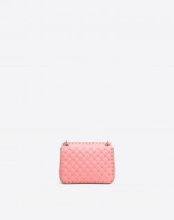 Pre Owned Valentino Paradise Rose Quilted Soft Leather Medium Rockstud Spike Chain Shoulder Bag
