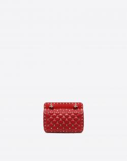 Pre Owned Valentino Rosso V. Moncler Quilted Nylon Small Rockstud Spike Chain Shoulder Bag