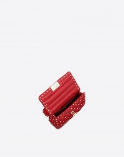 Pre Owned Valentino Rosso V. Moncler Quilted Nylon Small Rockstud Spike Chain Shoulder Bag