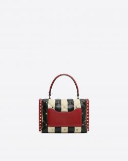 Pre Owned Valentino Tricolor Quilted Striped Leather Candystud Top Handle Bag