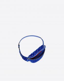 Pre Owned Valentino Acid Bluette Quilted Velvet Rockstud Spike Belt Bag
