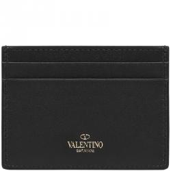 Pre Owned Valentino Black Leather Rockstud Cardholder