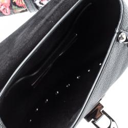 Pre Owned Valentino Black Leather Guitar Rockstud Rolling Belt Bag