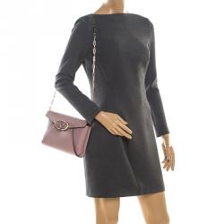 Pre Owned Valentino Lipstick Leather V Rivet Clutch Bag