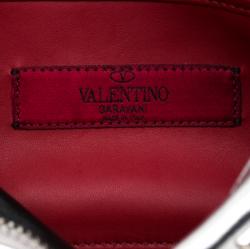 Pre Owned Valentino Silver Soft Leather Rockstud Spike Crossbody Bag