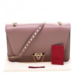 Pre Owned Valentino Lipstick Soft Leather Demilune Shoulder Bag