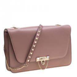 Pre Owned Valentino Lipstick Soft Leather Demilune Shoulder Bag