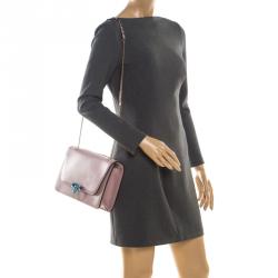 Pre Owned Valentino Lipstick Soft Leather Demilune Shoulder Bag