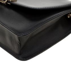 Pre Owned Valentino Black Soft Leather Small Demilune Crossbody Bag