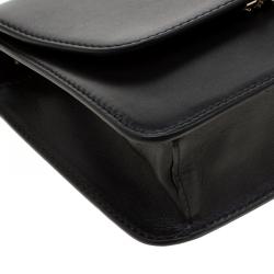 Pre Owned Valentino Black Soft Leather Small Demilune Crossbody Bag