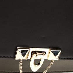 Pre Owned Valentino Black Soft Leather Small Demilune Crossbody Bag