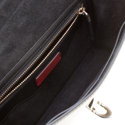 Pre Owned Valentino Black Soft Leather Small Demilune Crossbody Bag