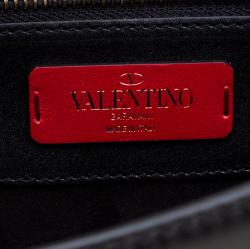 Pre Owned Valentino Black Soft Leather Small Demilune Crossbody Bag