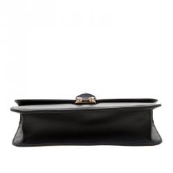 Pre Owned Valentino Black Leather Glam Lock Chain Shoulder Bag