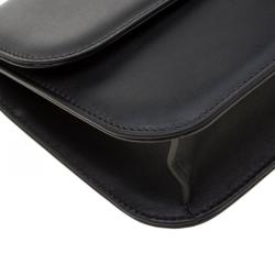 Pre Owned Valentino Black Leather Glam Lock Chain Shoulder Bag