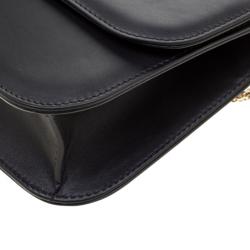 Pre Owned Valentino Black Leather Glam Lock Chain Shoulder Bag