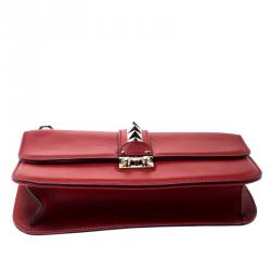 Pre Owned Valentino Rosso V. Leather Glam Lock Chain Shoulder Bag