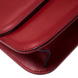 Pre Owned Valentino Rosso V. Leather Glam Lock Chain Shoulder Bag