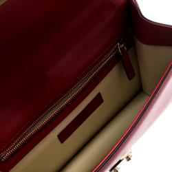 Pre Owned Valentino Rosso V. Leather Glam Lock Chain Shoulder Bag