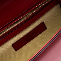 Pre Owned Valentino Rosso V. Leather Glam Lock Chain Shoulder Bag