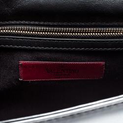 Pre Owned Valentino Black Leather Glam Lock Chain Shoulder Bag