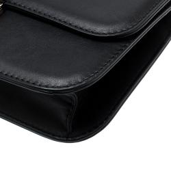 Pre Owned Valentino Black Leather Glam Lock Chain Shoulder Bag