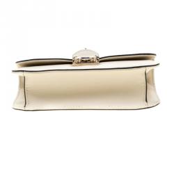Pre Owned Valentino Light Ivory Leather Small Glam Lock Chain Shoulder Bag