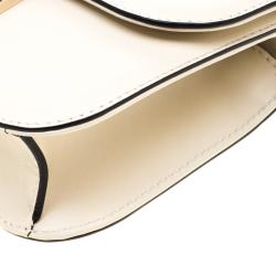 Pre Owned Valentino Light Ivory Leather Small Glam Lock Chain Shoulder Bag