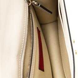 Pre Owned Valentino Light Ivory Leather Small Glam Lock Chain Shoulder Bag
