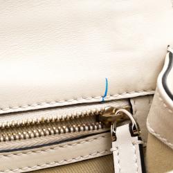 Pre Owned Valentino Light Ivory Leather Small Glam Lock Chain Shoulder Bag