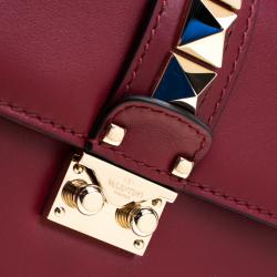 Pre Owned Valentino Rubino Leather Small Glam Lock Chain Shoulder Bag