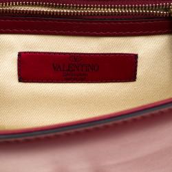 Pre Owned Valentino Rubino Leather Small Glam Lock Chain Shoulder Bag