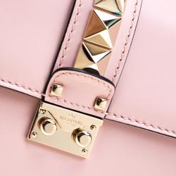 Pre Owned Valentino Water Rose Leather Small Glam Lock Chain Shoulder Bag