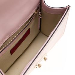 Pre Owned Valentino Water Rose Leather Small Glam Lock Chain Shoulder Bag