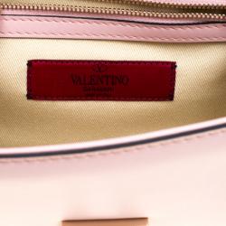 Pre Owned Valentino Water Rose Leather Small Glam Lock Chain Shoulder Bag