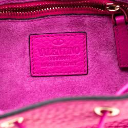Pre Owned Valentino Pink Orchid Leather Rockstud Bucket Bag