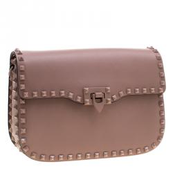 Pre Owned Valentino Poudre Leather Rockstud Shoulder Bag