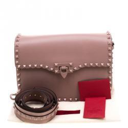 Pre Owned Valentino Poudre Leather Rockstud Shoulder Bag
