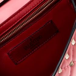 مملوكة مسبقًا Valentino Paradise Rose Quilted Soft Leather Rockstud Spike Chain Clutch Bag