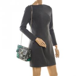 Pre Owned Valentino Multicolor Quilted Leather Tiger Inlay Medium Rockstud Spike Chain Shoulder Bag