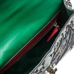 Pre Owned Valentino Multicolor Quilted Leather Tiger Inlay Medium Rockstud Spike Chain Shoulder Bag