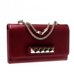 Pre Owned Valentino Rosso Leather Va Va Voom Chain Shoulder Bag