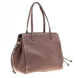 Pre Owned Valentino Poudre Leather Rockstud Tote