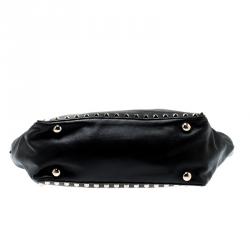 Pre Owned Valentino Black Leather Rockstud Trapeze Tote
