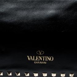 Pre Owned Valentino Black Leather Rockstud Trapeze Tote