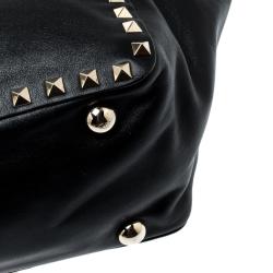 Pre Owned Valentino Black Leather Rockstud Trapeze Tote