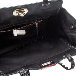 Pre Owned Valentino Black Leather Rockstud Trapeze Tote
