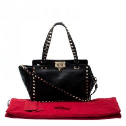 Pre Owned Valentino Black Leather Rockstud Trapeze Tote